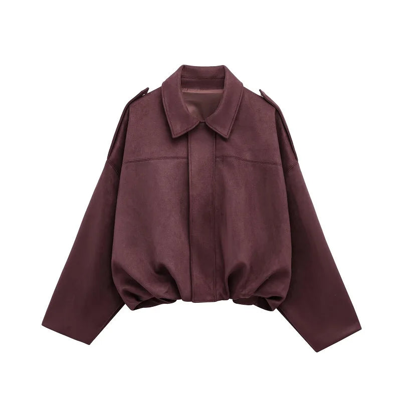2025 Suede Bomber Jackets for Women Outerwears Oversized Jacket Woman Streetwear Zip Women'S Coats Padded Varsity Jackets