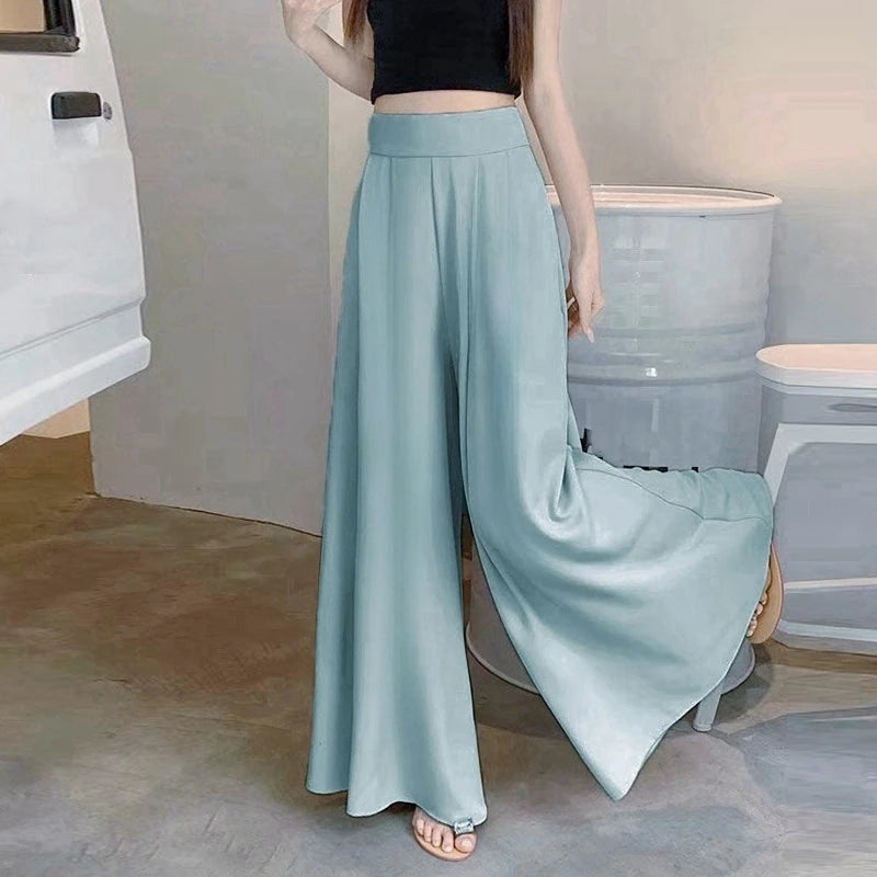 2024 Woman Clothing Trend Large Hem Wide Leg Skirt Pants Casual  Women's Pants Elegant Basic High Waisted Office Lady Trousers