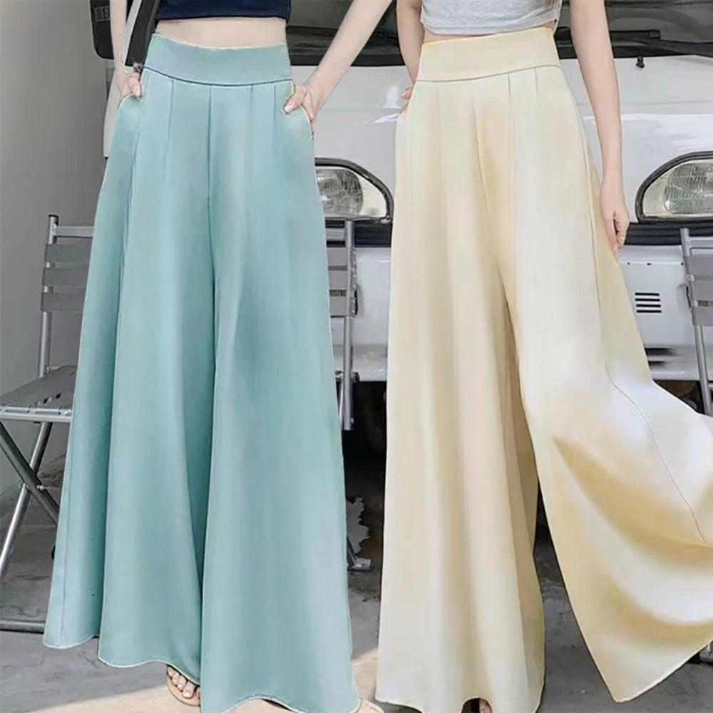 2024 Woman Clothing Trend Large Hem Wide Leg Skirt Pants Casual  Women's Pants Elegant Basic High Waisted Office Lady Trousers