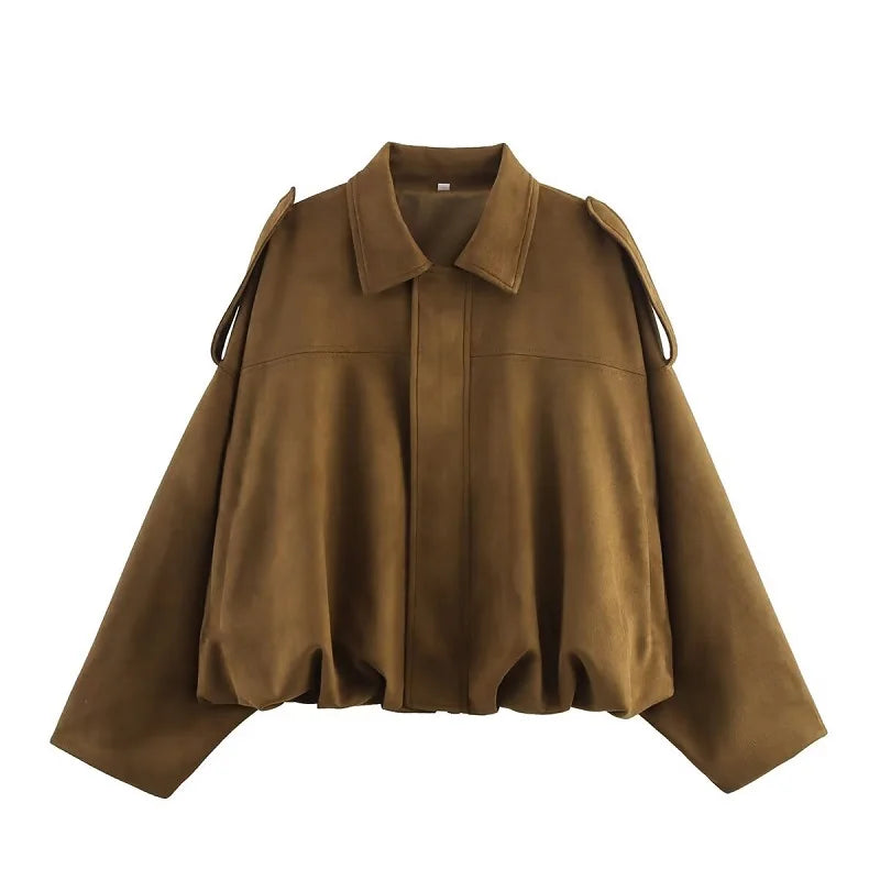 2025 Suede Bomber Jackets for Women Outerwears Oversized Jacket Woman Streetwear Zip Women'S Coats Padded Varsity Jackets
